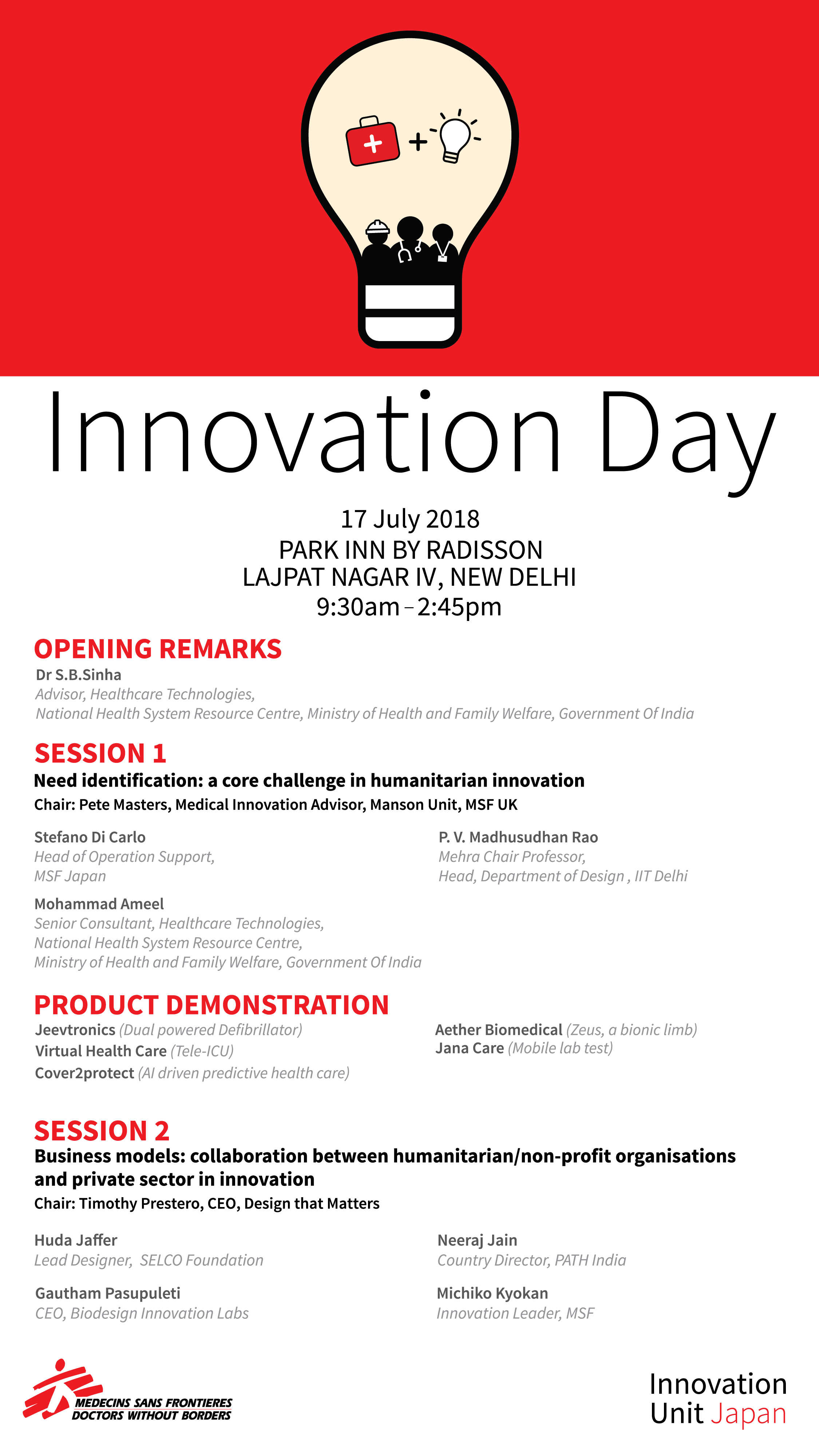 MSF Innovation Day Agenda MSF India